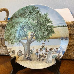 1982 Lowell Herrero "Country Picnic" by Vandor  7 3/4" Collectible Plate Vintage